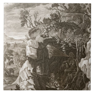 Carreau L'écho de nymphe changé en bruit, 1731 (gravure