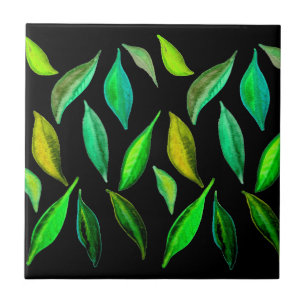 Carreau L'eco vert laisse l'art de feuille d'aquarelle