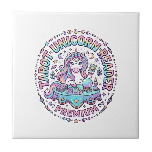 Carreau Lecteur de Tarot Licorne Premium Impression Drôle  (Devant)