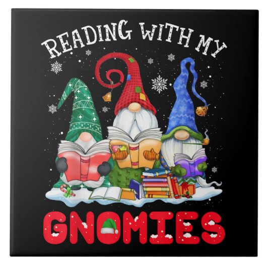 Carreau Lecture avec mes gnomes de Noël drôle (Devant)