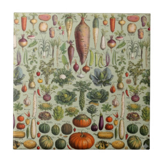 Carreau légumes de jardin botanique français vintage