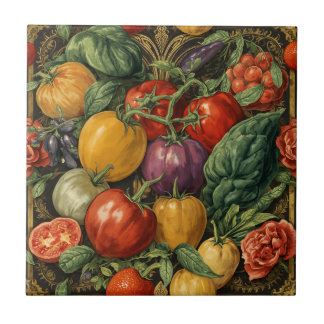 Carreau légumes de jardin botanique vintage français