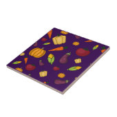 Carreau Légumes mignons motif violet (Côté)