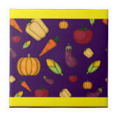 Carreau Légumes mignons motif violet (Devant)