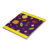 Carreau Légumes mignons motif violet (Côté)