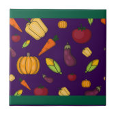 Carreau Légumes mignons motif violet (Devant)
