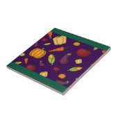 Carreau Légumes mignons motif violet (Côté)