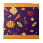 Carreau Légumes mignons motif violet orange (Devant)