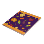 Carreau Légumes mignons motif violet orange (Côté)