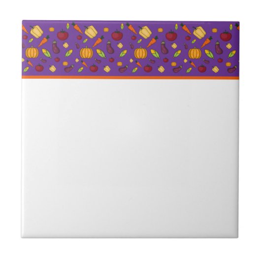 Carreau Légumes mignons violet motif (Devant)