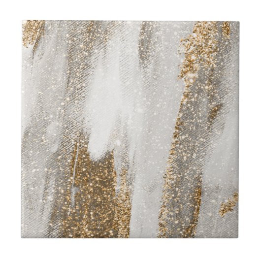 Carreau L'élégance de la céramique dorée et blanche (Devant)