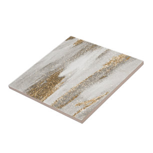 Carreau L'élégance de la céramique dorée et blanche