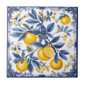 Carreau 🍋 Lemon Azulejo avec éléments bleus (Devant)