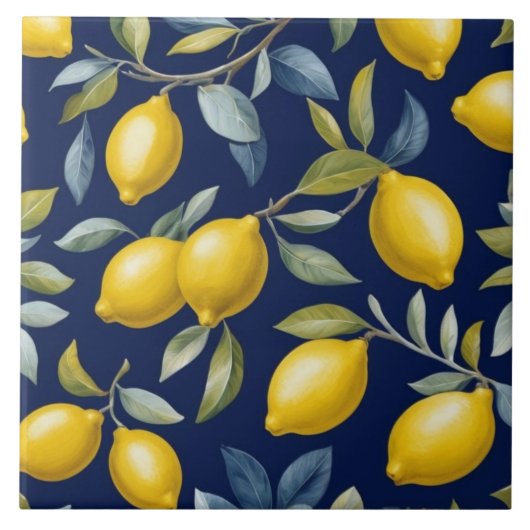Carreau Lemon Pattern on Dark Navy Blue (Devant)