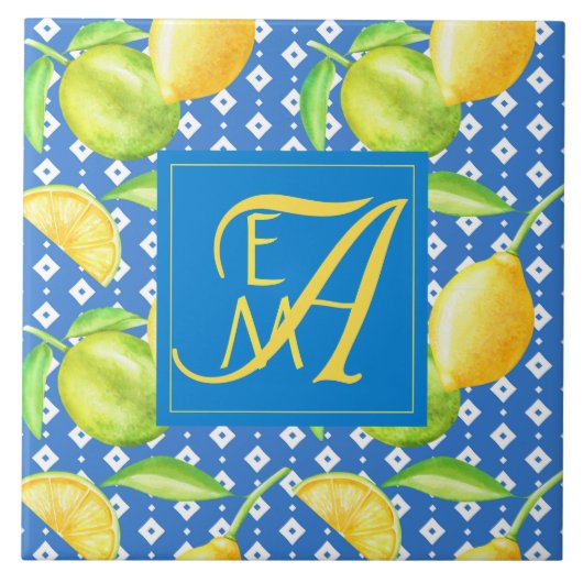Carreau Lemon Tree Ocean Blue MONOGRAM (Devant)