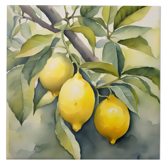 Carreau Lemon Tuscany Mediterranean Watercolor Design (Devant)