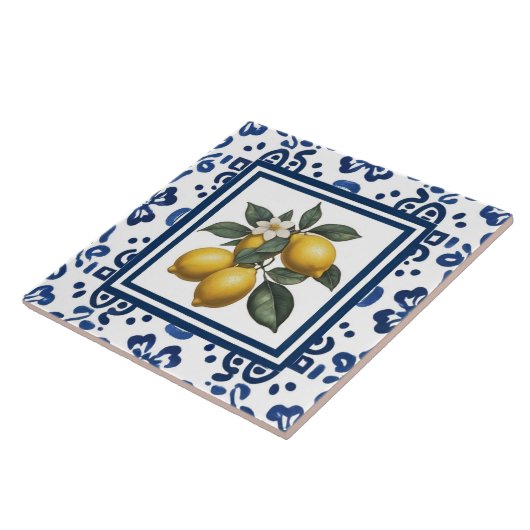 Carreau Lemons Blue and White Tribal Folk Art Pattern (Côté)