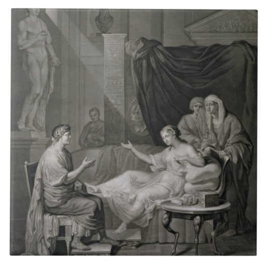 Carreau L'entrevue d'Augustus et de Cléopâtre, gravée (Devant)