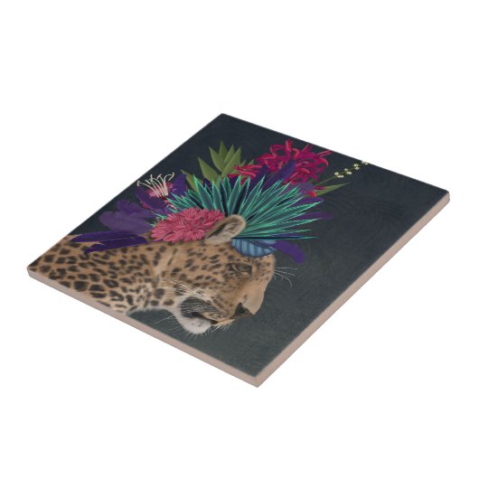Carreau Leopard avec tête tropicale (Côté)