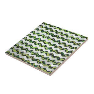 Carreau Leopard Chevron noir et vert