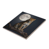 Carreau Léopard majestueux et pleine lune (Côté)