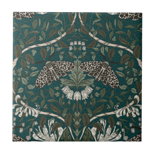 Carreau Léopard Moth et Honeysuckie Botanical Vintage (Devant)