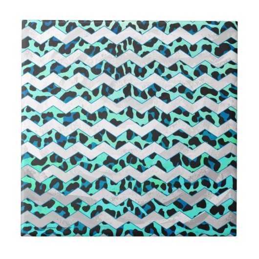 Carreau Léopard noir et Turquoise (Devant)