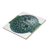 Carreau Léopard Teal de boule de bowling (Côté)