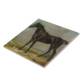 Carreau L'Équitation-Cheval noir de l'agent de police de (Côté)