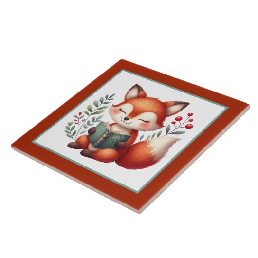 Carreau Les amateurs de lecture mignonne livre nook fox bi (Côté)