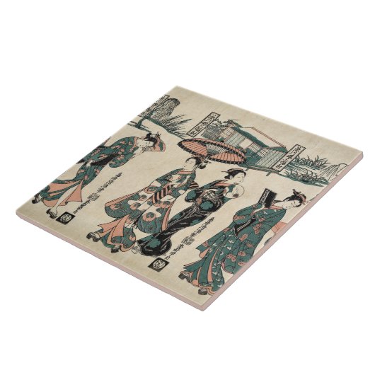 Carreau Les beautés de Fukagawa.Triptyque (Côté)