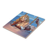 Carreau Les cheveux blonds, bleu ont observé (Côté)