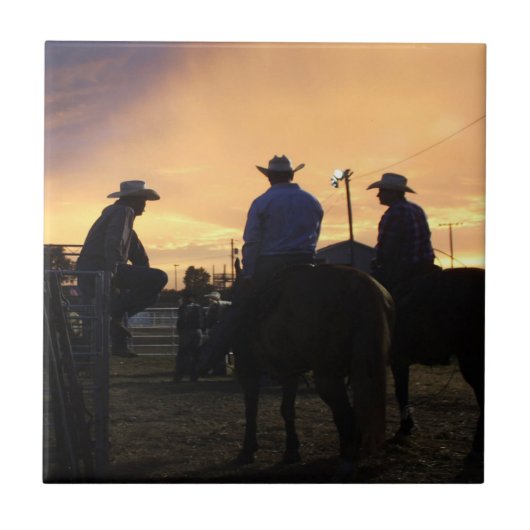 Carreau Les Cowboys du Rodeo En Attente De Voyage (Devant)