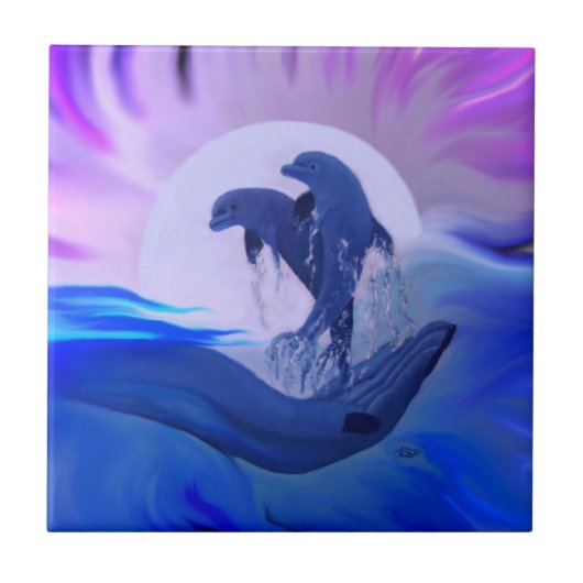 Carreau Les dauphins au clair de lune (Devant)