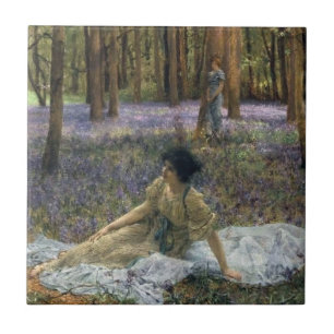 Carreau Les femmes dans une forêt de fleurs bleues