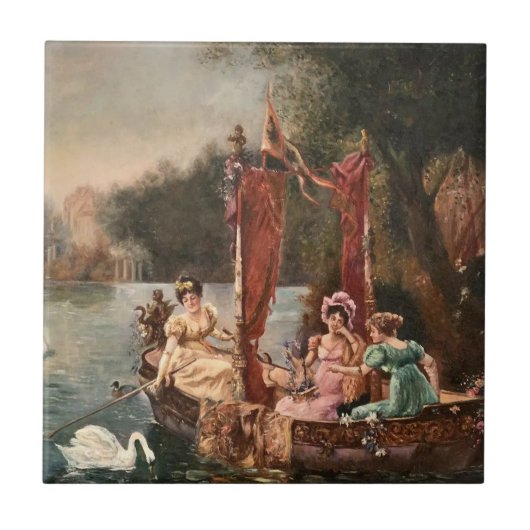 Carreau Les femmes vintages sur l'eau (Devant)