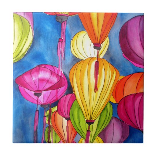 Carreau Les fines aquarelles des lanternes chinoises (Devant)