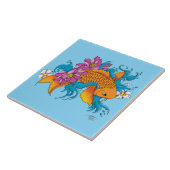 Carreau Les fleurs de koi Fish Lotus Chery (Côté)