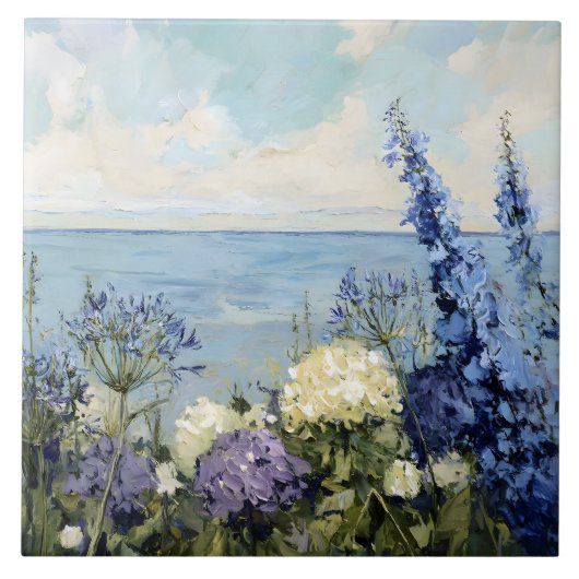 Carreau Les fleurs et la peinture sur la mer (Devant)