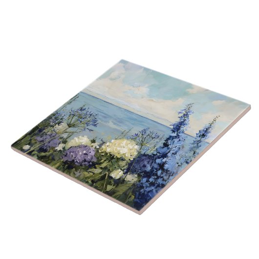 Carreau Les fleurs et la peinture sur la mer (Côté)