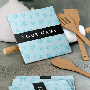 Carreau Les flocons de neige bleu glace, Votre nom, Person
