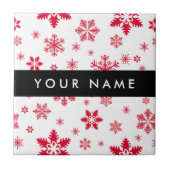 Carreau Les flocons rouges, Votre nom, Personnalisez (Devant)