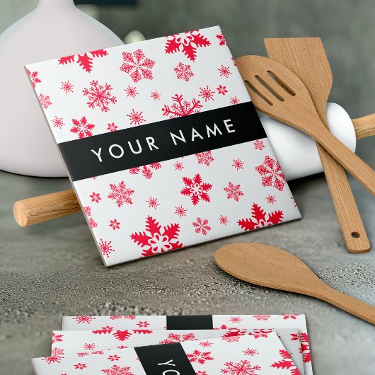 Carreau Les flocons rouges, Votre nom, Personnalisez