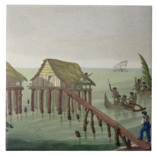 Carreau Les habitations de la tribu de Papu, Rawak,