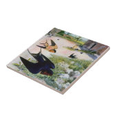 Carreau Les hirondelles de grange volent autour de (Côté)