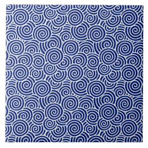 Carreau Les Japonais tourbillonnent motif - bleu marine et
