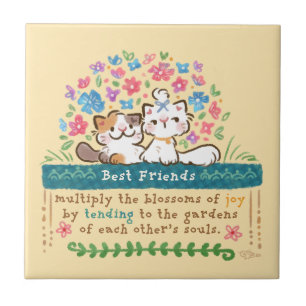 Carreau Les jardins des meilleurs amis - Chats Paisley et 