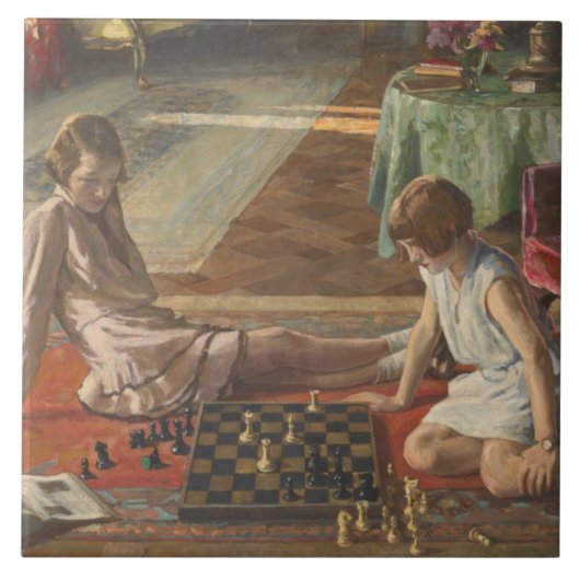 Carreau Les joueurs d'échecs (par John Lavery) (Devant)