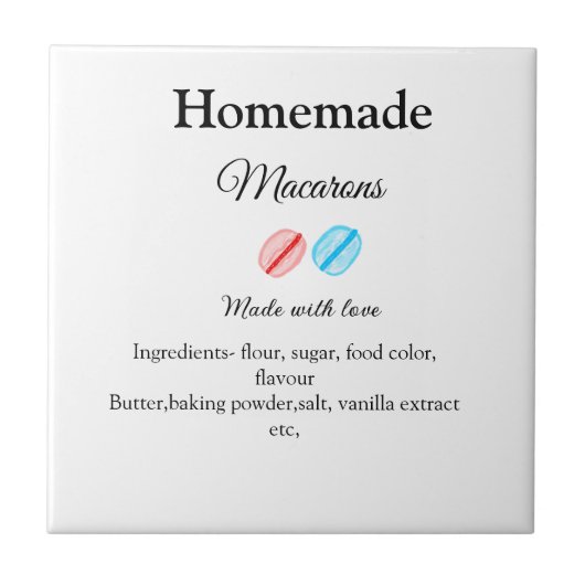 Carreau Les macarons faits maison ajoutent des ingrédients (Devant)
