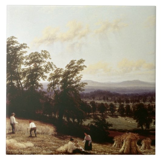 Carreau Les meules de foin s'approchent d'une rivière, (Devant)